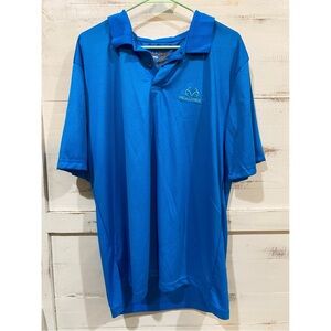Mens Blue Polo Top - Collar Neck Shirt - Short Sleeve - Realtree XL Shirt - New